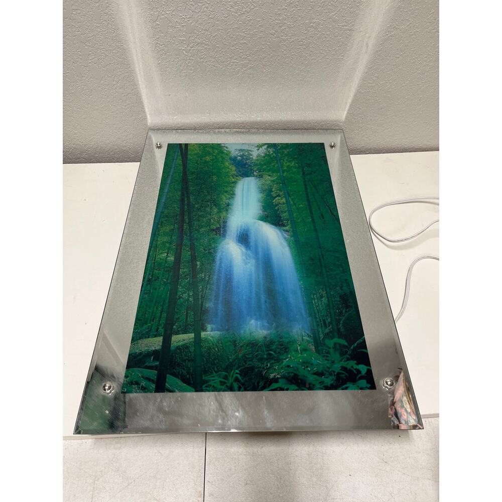 Vintage Light Box Waterfall Mirror Motion Picture with Nature Sounds Wall Art